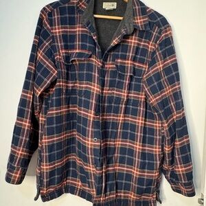 L.L. Bean Navy and Red Plaid Shirt Jacket